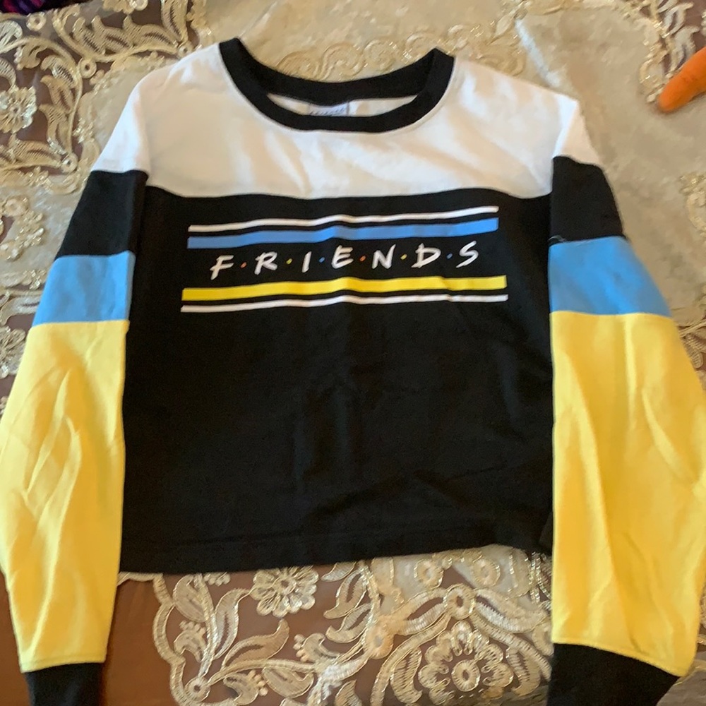 FRIENDS Colorblock Crop Top - Black, White, Blue, Yellow